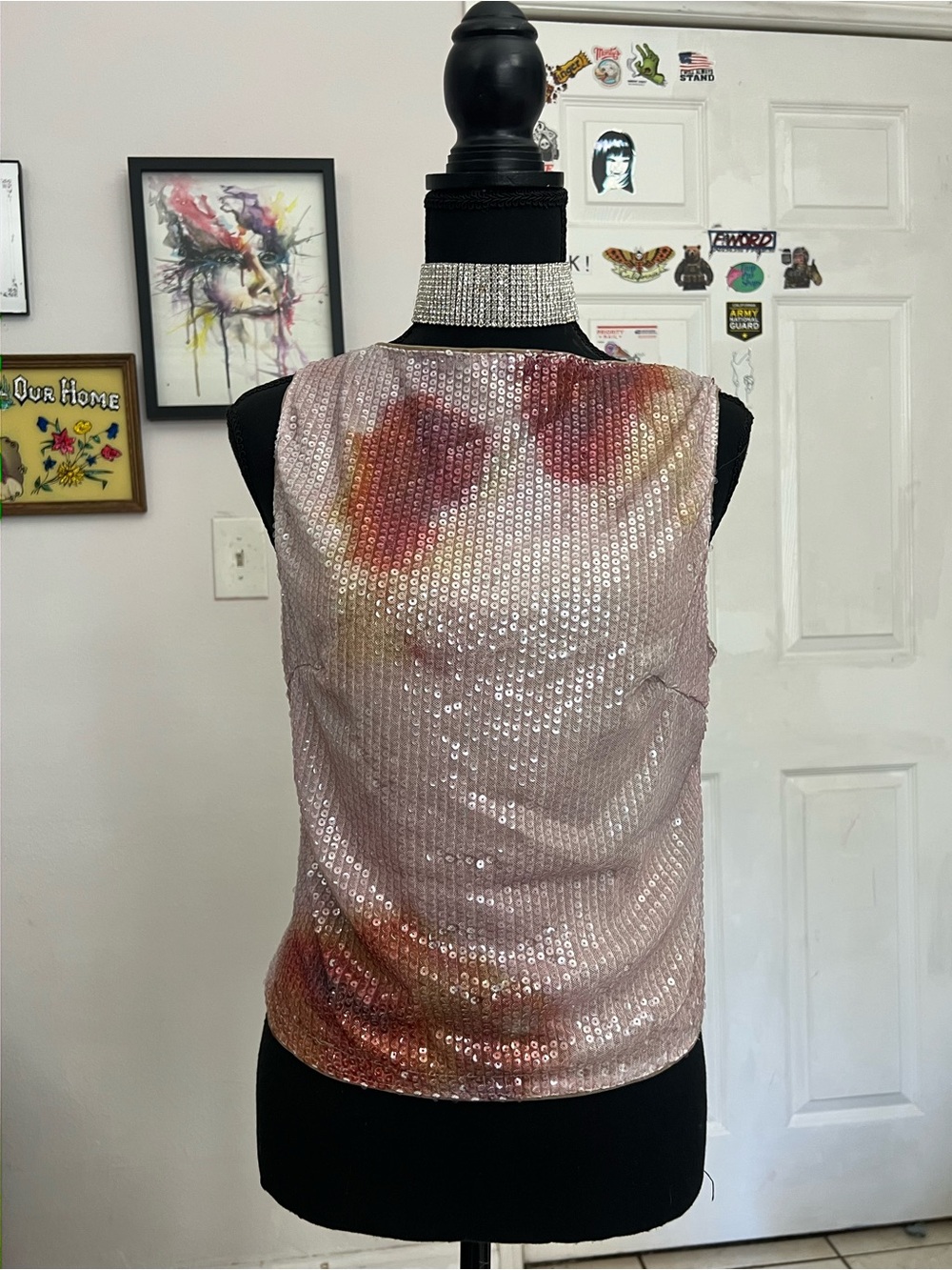 Women’s Sequin Tank Top in Pink and Multicolor
